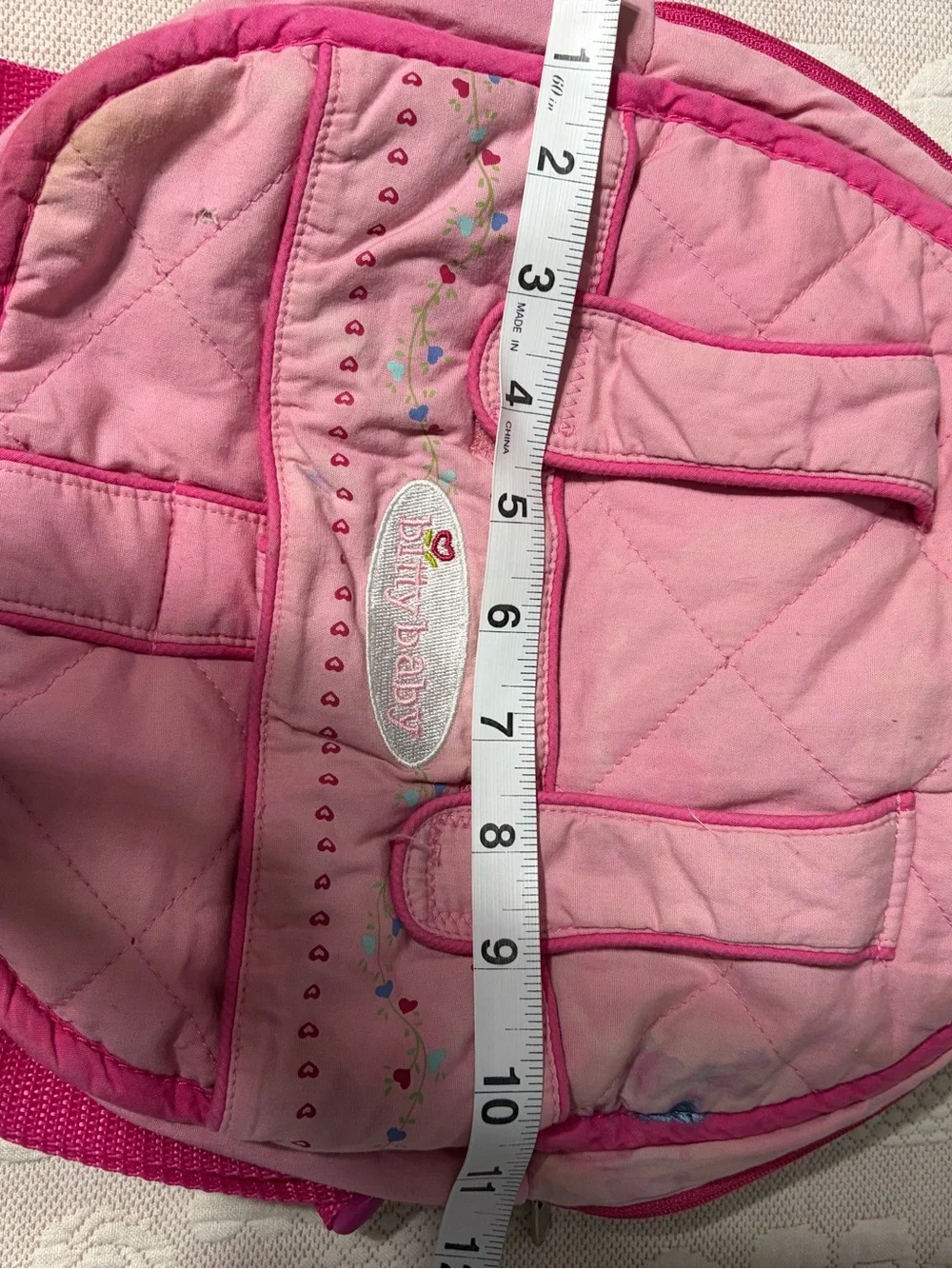 American Girl Bitty Baby Pink Quilted Kids Backpack WELL LOVED but functional